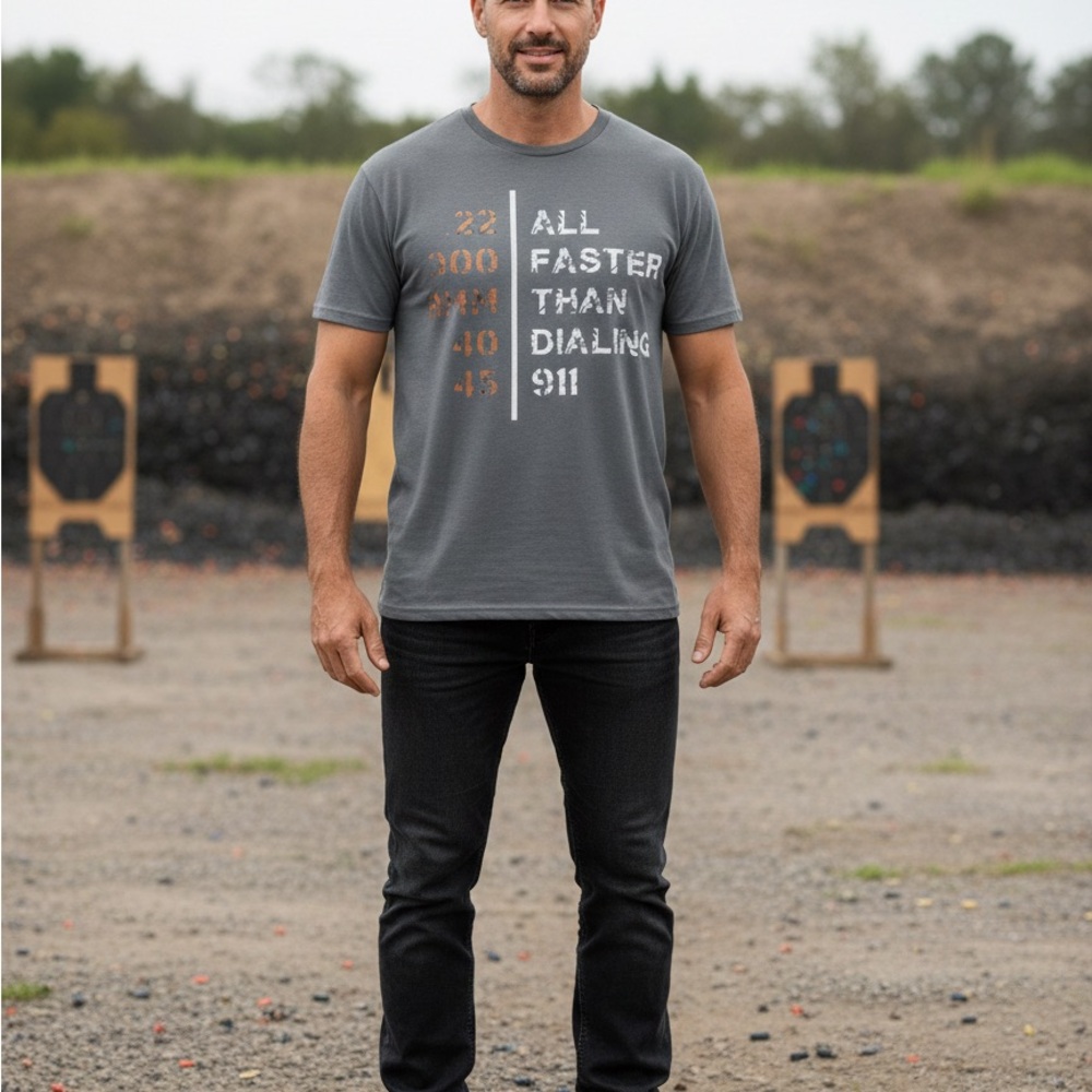 Gray Pro-Gun Graphic Men's T-Shirt